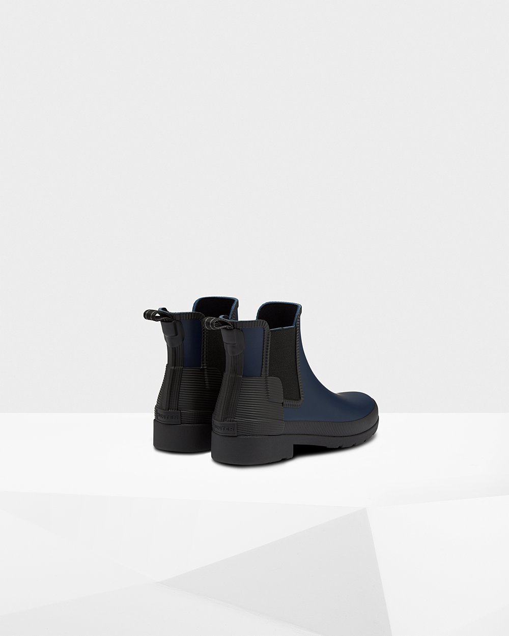 Chelsea Boots Dames - Hunter Refined Texture Block Slim Fit - Donker Blauw/Zwart - 36GRMBQVU